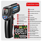 abordables Equipamiento de mediciones, inspecciones y pruebas-1 unidad -50c-550c (-58f-1022f) termómetro infrarrojo digital sin contacto medidor de temperatura de pistola piromete de pantalla lcd (sin batería)