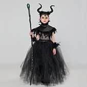 preiswerte Kostüme für Mädchen-Halloween Hexe Maleficent Walpurgisnacht Kleid Cosplay Kostüm Tutu Kinder Mädchen Cosplay Halloween Leistung Party Halloween Halloween Karneval Maskerade Einfaches Karnevalskostüm