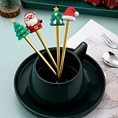 economico Cucina-Set forchetta e cucchiaio natalizio color oro da 4 pezzi