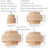 abordables Éclairages pour îlot-100 cm conception avec îlot Suspension Rotin Traditionnel / Classique Rustique 110-120V 220-240V
