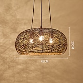 abordables Diseño de Linterna-Lámpara de bambú retro de ratán e26/e27, la iluminación del techo de la lámpara es aplicable a la sala de estar, dormitorio, restaurante, cafetería, bar, restaurante, club, 110-240v