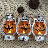 economico Illuminazione di Props di Halloween-decorazioni di halloween lampada zucca retrò piccola lampada a olio led candela elettronica lampada zucca portatile galvanica lanterna magica a colori