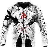 Warriors Viking Tattoo Hoodie Cartoon Manga Anime 3D Front Pocket Graphic For Men's Adults' Halloween Carnival Masquerade 3D Print Casual Daily4