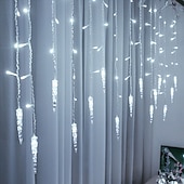 abordables Guirlandes lumineuses à brancher-Lumière de Noël LED rideau glaçon fée guirlande lumineuse 3.5 m 96 LED flexible lumière de Noël pour cour garden party patio décor éclairage coloré ue us au royaume-uni plug