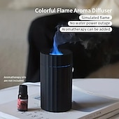 billiga luftfuktare-1 st flame air diffusor luftfuktare 100ml bärbar och ljudlös aromdiffusor för kontor eller yoga eterisk oljediffusor med automatiskt avstängningsskydd utan vatten varmt ljus/sju-färgsljusomkopplare