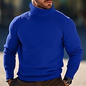 olcso férfi pulóver pulóver-Férfi Garbó Gyapjú pulóver Pulóver pulóver Jumper Bordázott Kötött Normál felsők Kötött Szűk fazon Sima Körgallér Modern Kortárs Munka Hétköznapi viselet Ruházat Tél Fekete Rubin M L XL