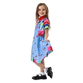 cheap Couple &amp; Group Costumes-Chucky Scary Doll Outfits 2 PCS Halloween Group Family Costumes Boys Girls&#039; Movie Cosplay Costume Halloween Carnival Children&#039;s Day