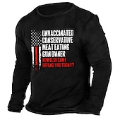 voordelige patriottisch-Veterans Day Mannen Patriot Patriottische Veteraan Nationale Vlag T-shirt 100% Katoen Lange Mouw Grafisch Shirt Zwart Donkerblauw Grijs Comfortabele Tee Sport Buiten Vakantie Mode Ontwerper