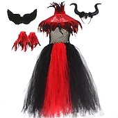 preiswerte Kostüme für Mädchen-Halloween Hexe Maleficent Walpurgisnacht Kleid Cosplay Kostüm Tutu Kinder Mädchen Cosplay Halloween Leistung Party Halloween Halloween Karneval Maskerade Einfaches Karnevalskostüm
