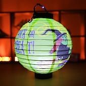 cheap Halloween Indoor-Halloween Paper Lantern Pumpkin Bat Spider Skeleton Castle LED Lantern Light for Indoor Outdoor Halloween Party Decor