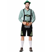cheap Men-Oktoberfest Lederhosen Shirt Bavarian Bavarian German Wiesn Men's Traditional Style Cloth Blouse Shorts Hat