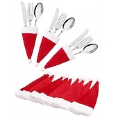 economico Decorazione per Tavolo e Sala da Pranzo-10 pezzi copri coltello e forchetta natalizi, tappi per bottiglie di vino, accessori per utensili da cucina, 10 pz