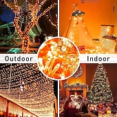abordables Guirlandes lumineuses à piles-Halloween Noël boîte à piles étanche guirlande lumineuse 8 fonctions télécommande intérieure et extérieure cour jardin décoration de mariage lumière 4m-30leds/6.5m-50leds/10m-100leds