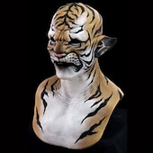 お買い得  ハロウィン 2024-動物緑の魚ヘッドカバーオランウータン馬頭象オンドリヘッドカバー豚頭ヒョウトラキツネマスクラテックスコスプレ用