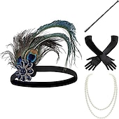 economico Accessori e altro-Anni 1920 Il grande Gatsby Abiti Il grande Gatsby Invitato al matrimonio Halloween Carnevale Halloween Ricevimento di nozze Adulti Guanti Collana Copricapo Tutte le stagioni