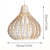 billige Lyktedesign-led pendellys 35cm håndvevd kurv hengende rør hengende lokk lampe pil rotting skjermer vev lampe lys lysekrone justerbar kabel