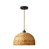 abordables Lustres style lanterne-pendentif LED en rotin 11,8&quot; lustres, luminaire suspendu LED de style minimaliste, plafonnier de chevet de salle à manger 110-240v