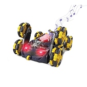 お買い得  rc車-2.4グラムリモコン6輪スタントリモコンカーは、おもちゃの車の照明音楽変形車のドリフトとローリングを自動的にデモンストレーションできます