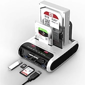 economico Periferiche per computer-Docking station per disco rigido esterno dual bay da USB 3.0 a SATA per 2.5 &amp; HDD/SSD SATA i/ii/iii da 3,5 con clone offline e lettore di schede hub a ricarica rapida che supporta uasp &amp; fino a 2 x 10