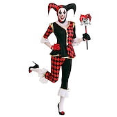 abordables Disfraces para parejas y grupos-Burlesques Payaso bufón Payaso Disfraz de carnaval Traje de cosplay Adulto Mujer Cosplay Rendimiento Fiesta Víspera de Todos los Santos Carnaval Mascarada Mardi Gras Disfraz de carnaval fácil