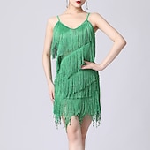 abordables Vestidos de Práctica-Baile Latino Vestido Borla Color Puro Corte Mujer Rendimiento Entrenamiento Sin Mangas Cintura Alta Poliéster