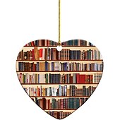 お買い得  木のアクセサリー-クリスマスツリーの装飾、スクエアハートの本棚ペンダント、図書館の本棚のハートの飾り、部屋の装飾