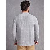economico magliette di base-Per uomo Maglietta Camicia a Maniche Lunghe Manica Lunga Girocollo Primavera &amp; Autunno Semplice Striscia di Fossa Moda Designer Essenziale Lavoro a maglia Vacanza Streetwear Uscire Vinaccia Nero Blu