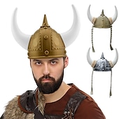 preiswerte Zubehör und mehr-Retro Vintage Mittelalterlich Hut Rüstung Gehörnter Helm Wikinger Unisex Vikinger Halloween Karneval Maskerade Leistung Party LARP Kinder Erwachsene Hut Ganzjahres