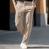 preiswerte Lose-Herren Anzughosen Hose Hosen Hose Tasche Gerade geschnitten Glatt Komfort Atmungsaktiv Hochzeit Outdoor Täglich Modisch Brautkleider schlicht Schwarz Weiß