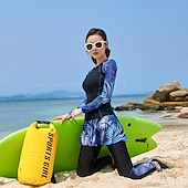 abordables Lycra de surf-Femme Anti UV Maillot de bain Protection solaire UV UPF50+ Respirable manche longue Maillot de bain Zip sur le devant Natation Surf Plage Sports nautiques Floral Eté Printemps Automne