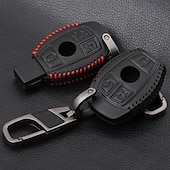 voordelige Autohangers &amp; Ornamenten-Starfire autosleutelbehuizing met afstandsbediening lederen sleutelhanger geschikt voor Mercedes-Benz AMG 3-knoppensleutel