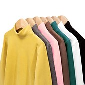 billiga T-shirts och skjortor för flickor-Barn Flickor T-shirt Ensfärgat Skola Långärmad Aktiv Bomull 7-13 år Vår Svart Vit Gul