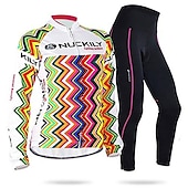 Nuckily Women's Long Sleeve Cycling Jersey with Tights Summer Black Floral Botanical Bike Clothing Suit Windproof Breathable Anatomic Design Reflective Strips Back Pocket Sports Polyester Lycra Floral 33