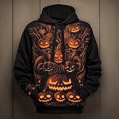 economico felpe 3d da uomo-Per uomo Zucca Stampe astratte Felpa con cappuccio Felpe Felpa Felpa con cappuccio Manica lunga Felpa con cappuccio Con cappuccio Giornaliero Stampa 3D Halloween Per eventi Per uscire Nero Arancione