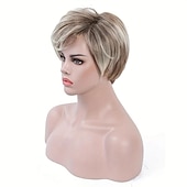 levne starší paruka-Syntetické paruky Volný Střih Pixie Paruka Krátký Zlatavá Ombre Blonde Umělé vlasy Dámské Módní design Přírodní Snadné přenášení Blonďatá