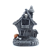 levne Osvětlení rekvizit na Halloween-halloween vánoční pryskyřice strašidelný dům - osvětlené halloweenské vesnické domy s figurkami, kolekce halloweenská vesnice ozdoba do interiéru