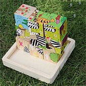 ieftine Puzzle Jigsaw-puzzle 3d din lemn pentru cadouri de aniversare pentru copii jucării puzzle pentru grădiniță bloc de construcție 3d din lemn pictură pe șase fețe