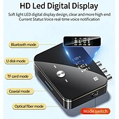 abordables Periféricos de ordenador-Receptor y transmisor bluetooth 5,0 2 en 1, fm estéreo, aux, jack de 3,5mm, rca, llamada óptica con manos libres, adaptador de audio inalámbrico bluetooth nfc para tv
