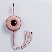 abordables Câbles de téléphone portable-câble de charge multi 6a 1 paquet 4 pieds cordon de charge rétractable 3 en 1 câble multi usb adaptateur de cordon de chargeur rapide avec port iphone/type c/micro usb pour téléphones