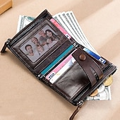 economico porta carte e custodie-Portafoglio con cerniera in pelle bovina 100% portacarte ID con blocco RFID portamonete