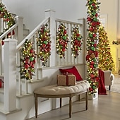 זול Wreath &amp;amp; Garland-זר חג המולד חיצוני לדלת הכניסה זר חורף חלון קישוט קיר עם אורות, זר מואר אורן מלאכותי לחג המולד עם מחטי קונוסים, פירות יער וקשת
