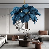 cheap Island Lights-LED Pendant Light Chandelier Gorgeous Extra Large 90cm Ostrich Feather Bouquet Pendant Light Romantic Mounted Lighting Fixture for Restaurant Bedroom Chain NOT Adjustable 110-240V