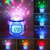 preiswerte Projektorlampe und Laser-Projektor-2023 neue star sky projektor led musik wecker multifunktions kalender temperatur display nachtlicht kinder geschenk