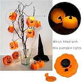 olcso Halloween beltéri-12db mini sütőtök gyertya lángmentes gyertya lámpák hálaadás sütőtök tealámpák led tea lámpák sütőtök gyertyák elemes őszi halloween hálaadás lakberendezési dekoráció