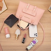 preiswerte Handtaschen und Tragetaschen-Weiße Damenhandtasche aus Kunstleder mit Tragegriff oben und Schnallendetail vorne – elegante, strukturierte Umhängetasche für Büro, Reisen und den täglichen Gebrauch