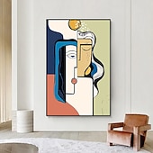 cheap Abstract Paintings-Handmade Oil Painting Canvas Wall Art Modern Decoration Picasso Style bstract Color Block Figure for Home Living Room Decor Rolled Frameless Unstretched Painting