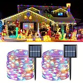 abordables Lumières de cordes solaires-Guirlande lumineuse solaire à LED pour réception de mariage, élégante, décoration de mariage, 10 m, 33 pieds, 100 LED, 8 modes d&#039;éclairage, étanche, pour jardin, Noël, mariage, fête d&#039;anniversaire,