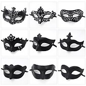 billige Maske-Karnevalsmaske Venetiansk maske Columbina Halvt ansikt Fest Halloween Maskerade Karneval Mardi Gras Enkelt karnevalskostyme