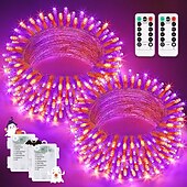 abordables Guirlandes lumineuses à piles-Halloween Noël boîte à piles étanche guirlande lumineuse 8 fonctions télécommande intérieure et extérieure cour jardin décoration de mariage lumière 4m-30leds/6.5m-50leds/10m-100leds