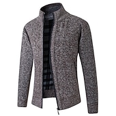 economico Maglioni Cardigan da uomo-Per uomo Cardigan Maglione Maglione con zip A coste Maglia Standard Tasche Lavorato a maglia Liscio Colletto alla coreana Top caldi Contemporaneo moderno Da tutti i giorni Per uscire Abbigliamento